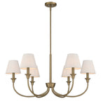 Golden Lighting Cambria Yep By Golden Lighting Cambira 6-light Chandelier In Brushed Champagne Brass With Empire Pleated White Shade