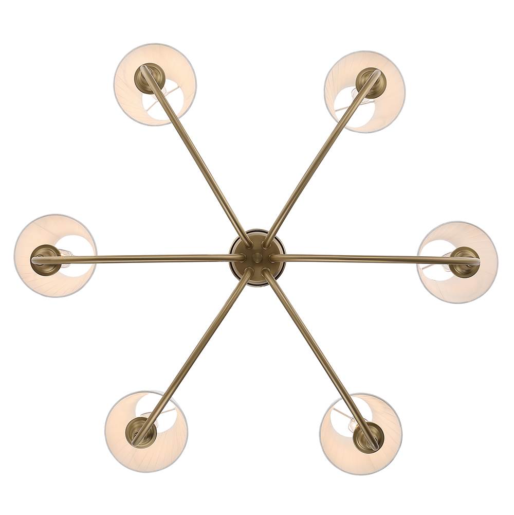 Golden Lighting 1622-6 BCB-EPW Brushed Champagne Brass Yep By Golden Lighting Cambira 6-light Chandelier In Brushed Champagne Brass With Empire Pleated White Shade Image 5