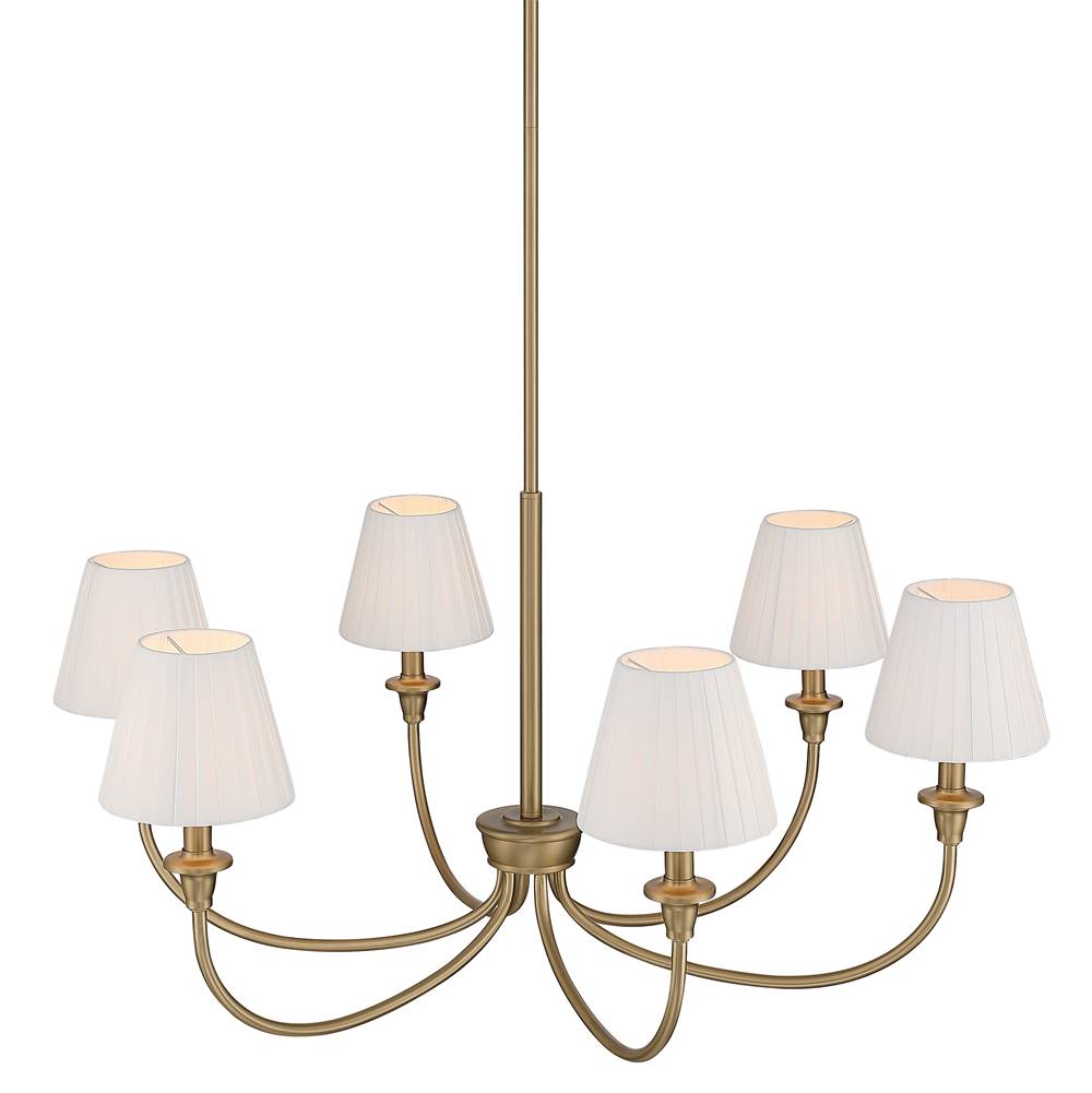 Golden Lighting 1622-6 BCB-EPW Brushed Champagne Brass Yep By Golden Lighting Cambira 6-light Chandelier In Brushed Champagne Brass With Empire Pleated White Shade Image 4