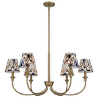 Golden Lighting Cambria Yep By Golden Lighting Cambira 6-light Chandelier In Brushed Champagne Brass With Hand Gathered Blue Poppy Shade