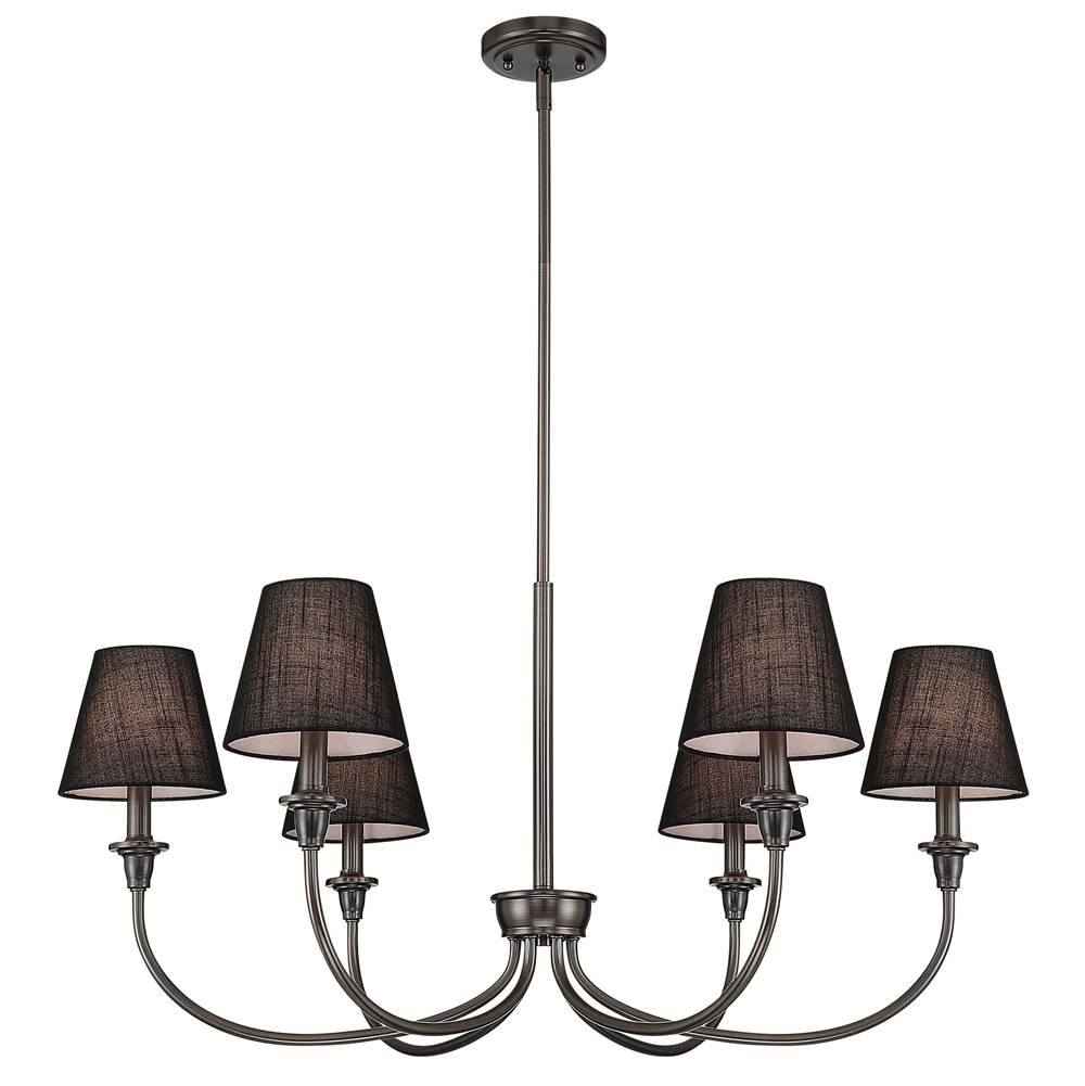 Golden Lighting Cambria Yep By Golden Lighting Cambira 6-light Chandelier In Brushed Champagne Brass With Empire Hardback  Shade