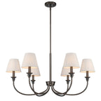 Golden Lighting Cambria Yep By Golden Lighting Cambira 6-light Chandelier In Brushed Champagne Brass With Empire Pleated White Shade
