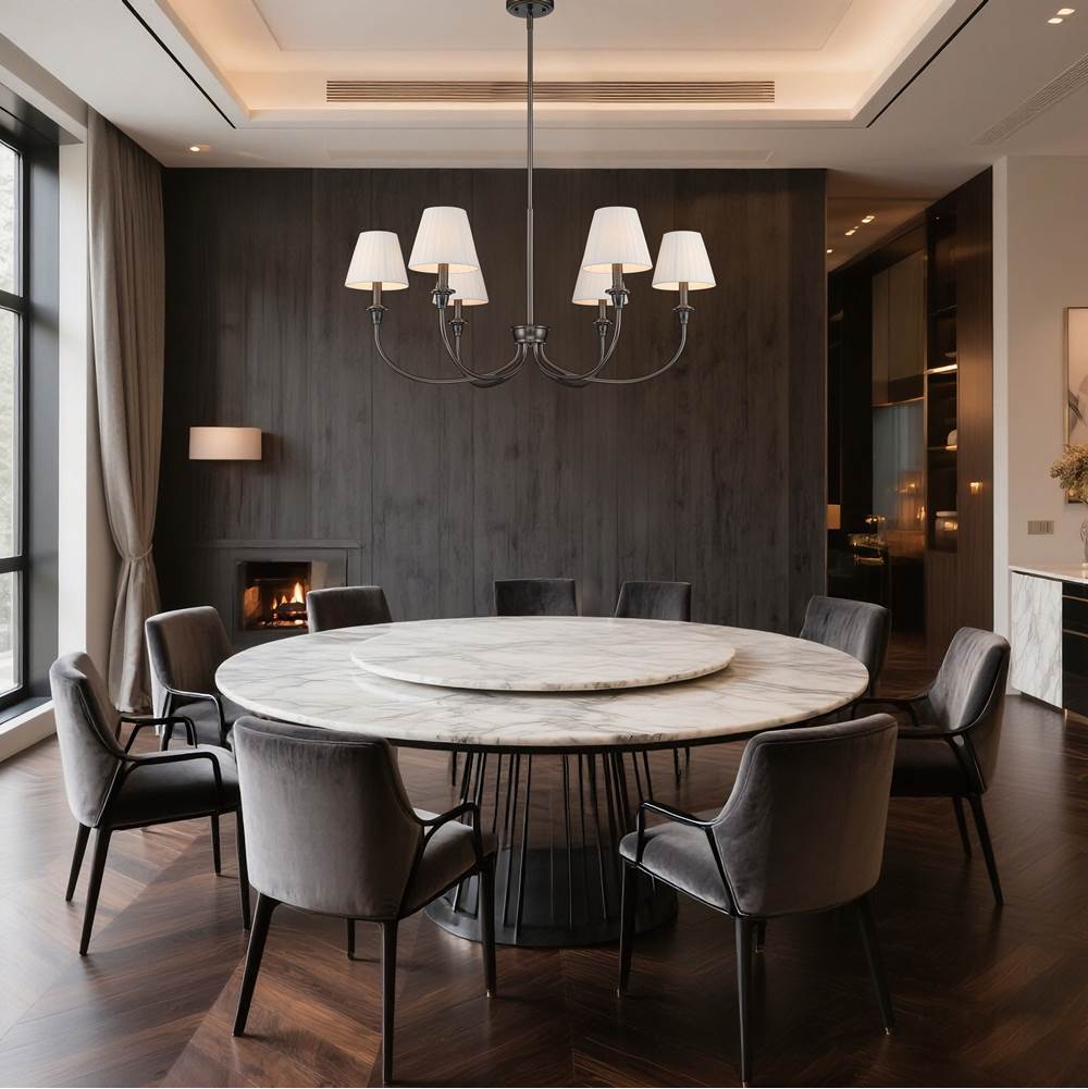 Golden Lighting 1622-6 ORB-EPW Oil Rubbed Bronze Yep By Golden Lighting Cambira 6-light Chandelier In Oil Rubbed Bronze With Empire Pleated White Shade Image 2