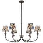 Golden Lighting Cambria Yep By Golden Lighting Cambira 6-light Chandelier In Brushed Champagne Brass With Hand Gathered Blue Poppy Shade