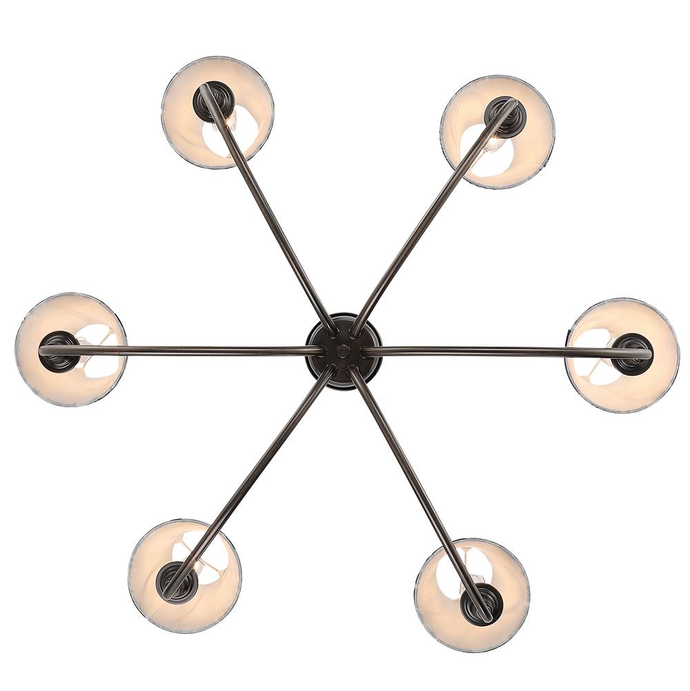 Golden Lighting 1622-6 ORB-HGB Oil Rubbed Bronze Yep By Golden Lighting Cambira 6-light Chandelier In Oil Rubbed Bronze With Hand Gathered Blue Poppy Shade Image 5