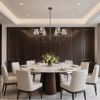 Golden Lighting 1622-6 ORB-HGB Oil Rubbed Bronze Yep By Golden Lighting Cambira 6-light Chandelier In Oil Rubbed Bronze With Hand Gathered Blue Poppy Shade Image 2