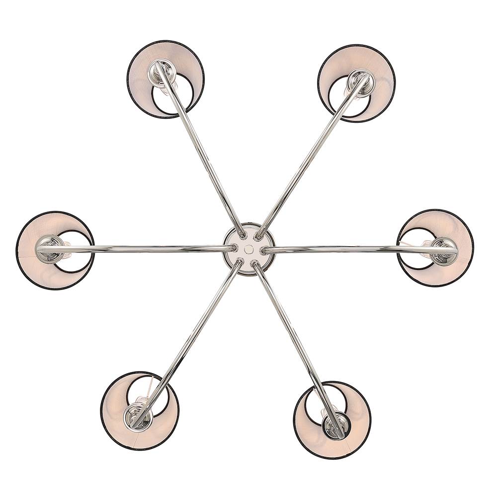 Golden Lighting 1622-6 PN-EHB Polished Nickel Yep By Golden Lighting Cambira 6-light Chandelier In Polished Nickel With Empire Hardback  Shade Image 5