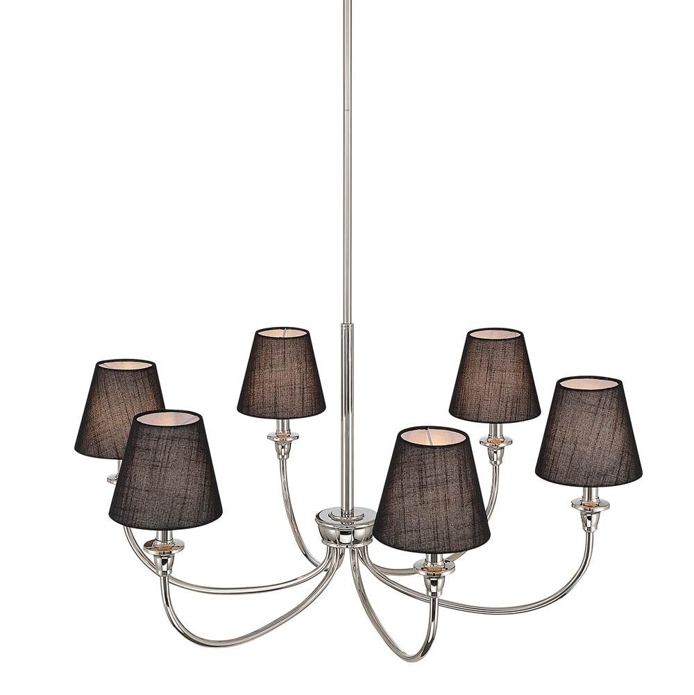 Golden Lighting 1622-6 PN-EHB Polished Nickel Yep By Golden Lighting Cambira 6-light Chandelier In Polished Nickel With Empire Hardback  Shade Image 4