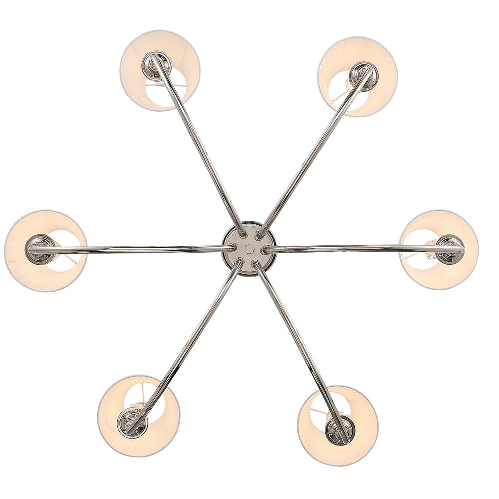 Golden Lighting 1622-6 PN-EPW Polished Nickel Yep By Golden Lighting Cambira 6-light Chandelier In Polished Nickel With Empire Pleated White Shade Image 5