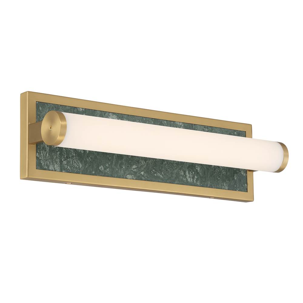 Golden Lighting 1672-BA18 BCB-PRG Brushed Champagne Brass Yep By Golden Lighting Stratum Integrated Led 18in Vanity In Brushed Champagne Brass With Persian Green Marble Image 1