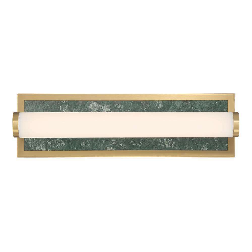 Golden Lighting Stratum Yep By Golden Lighting Stratum Integrated Led 18in Vanity In Brushed Champagne Brass With Persian Green Marble