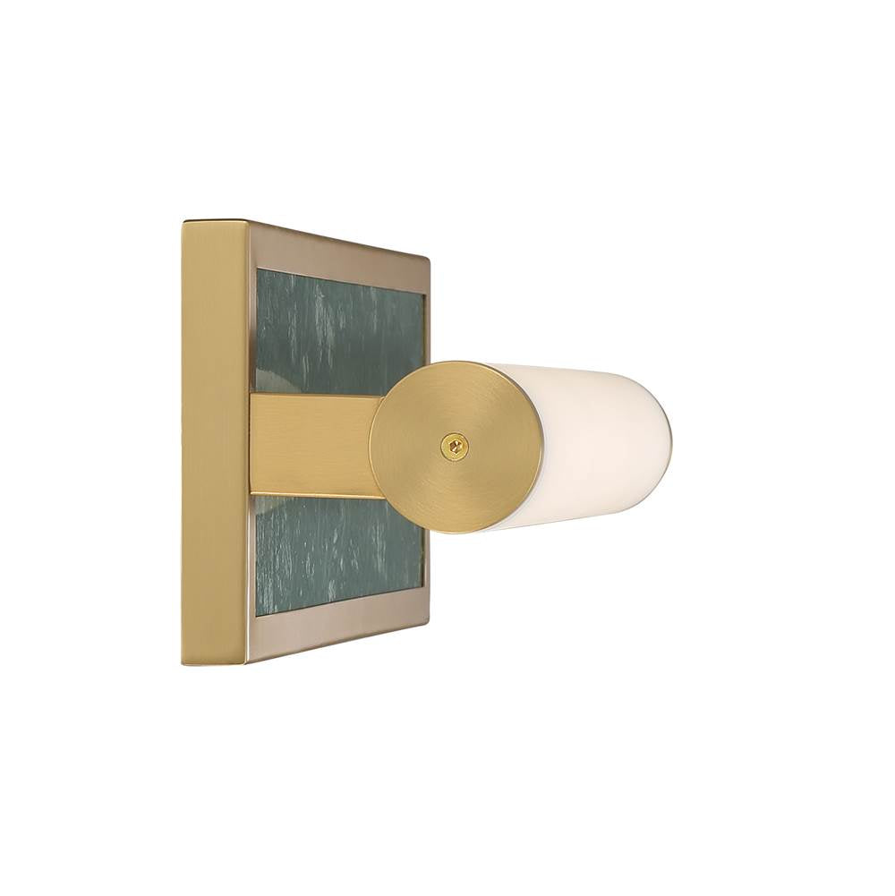 Golden Lighting 1672-BA18 BCB-PRG Brushed Champagne Brass Yep By Golden Lighting Stratum Integrated Led 18in Vanity In Brushed Champagne Brass With Persian Green Marble Image 5