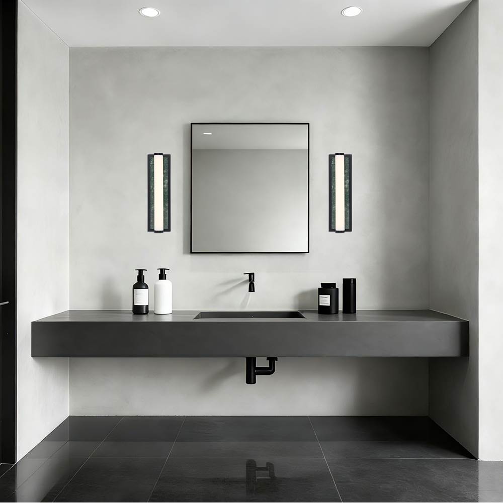 Golden Lighting 1672-BA18 BLK-PRG Matte Black Yep By Golden Lighting Stratum Integrated Led 18in Vanity In Matte Black With Persian Green Marble Image 3