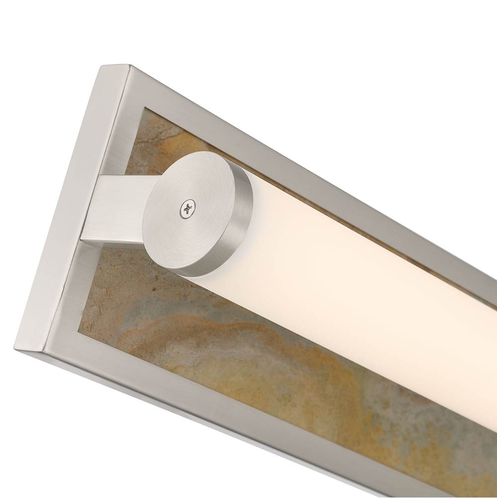 Golden Lighting 1672-BA24 BN-MR Brushed Nickel Yep By Golden Lighting Stratum Integrated Led 24in Vanity In Brushed Nickel With Moon Rock Slate Image 4