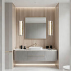 Golden Lighting 1672-BA24 BN-MR Brushed Nickel Yep By Golden Lighting Stratum Integrated Led 24in Vanity In Brushed Nickel With Moon Rock Slate Image 3