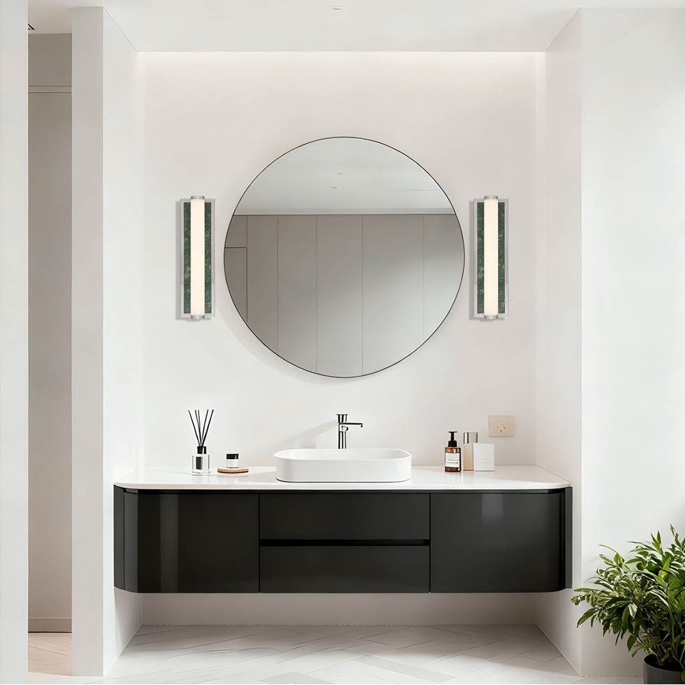 Golden Lighting 1672-BA18 BN-PRG Brushed Nickel Yep By Golden Lighting Stratum Integrated Led 18in Vanity In Brushed Nickel With Persian Green Marble Image 3