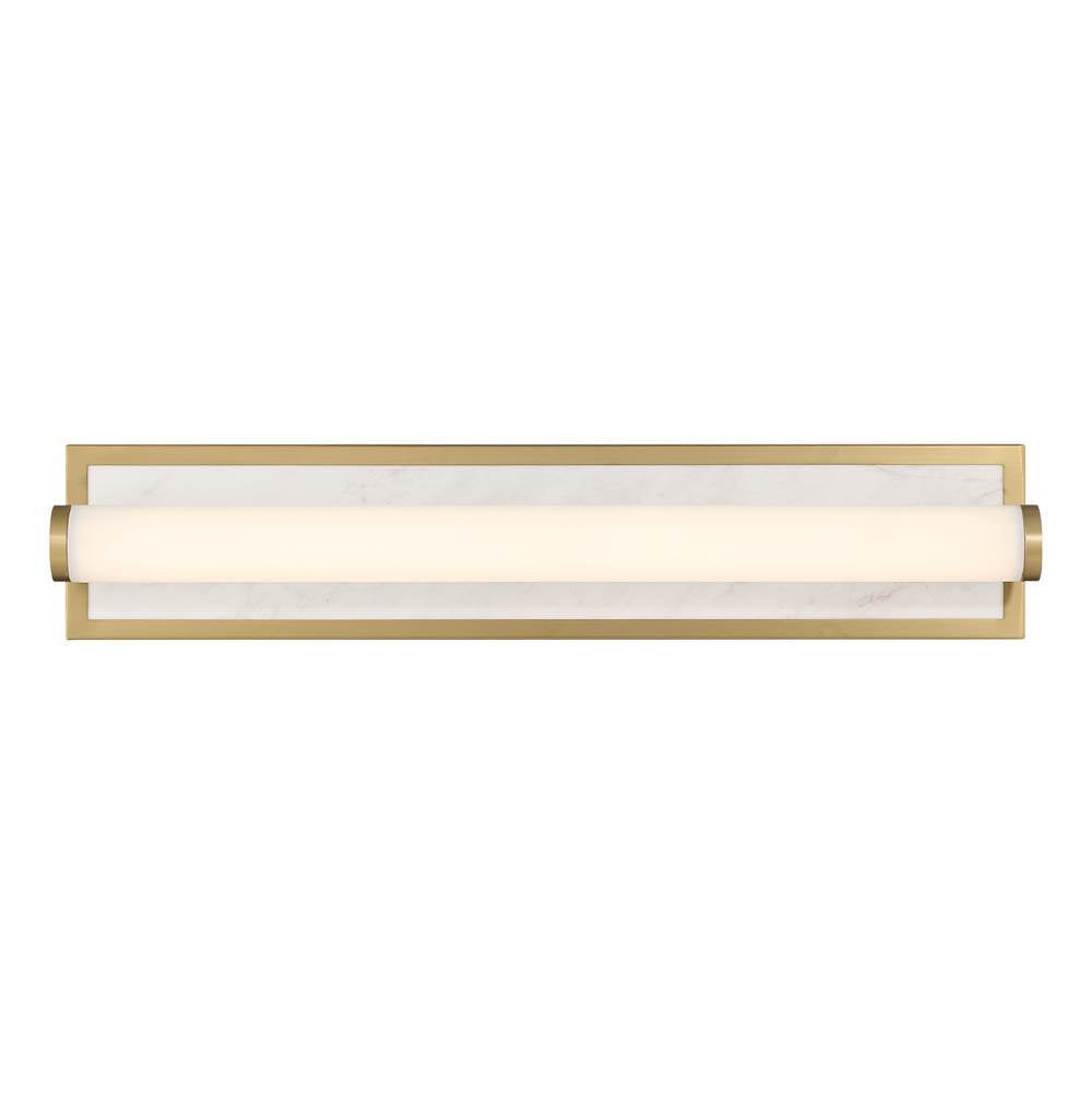 Golden Lighting Stratum Yep By Golden Lighting Stratum Integrated Led 24in Vanity In Brushed Champagne Brass With Jazz White Marble