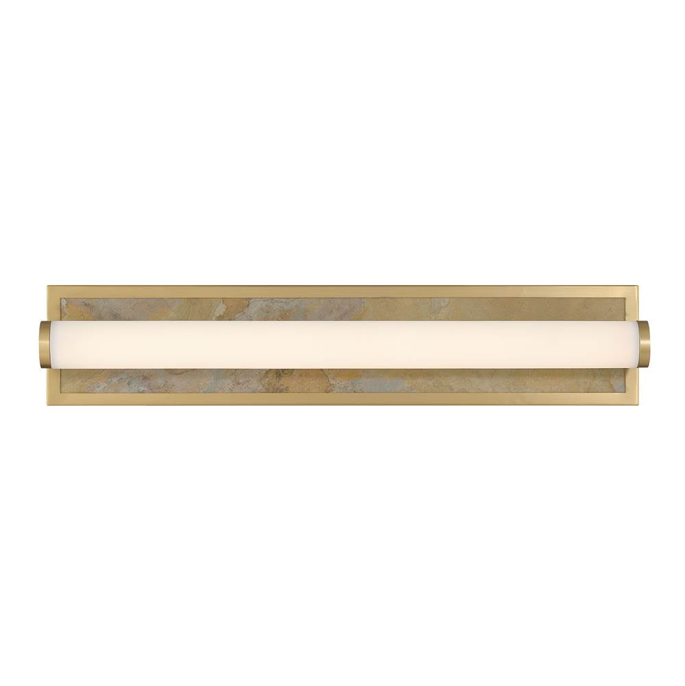 Golden Lighting Stratum Yep By Golden Lighting Stratum Integrated Led 24in Vanity In Brushed Champagne Brass With Moon Rock Slate