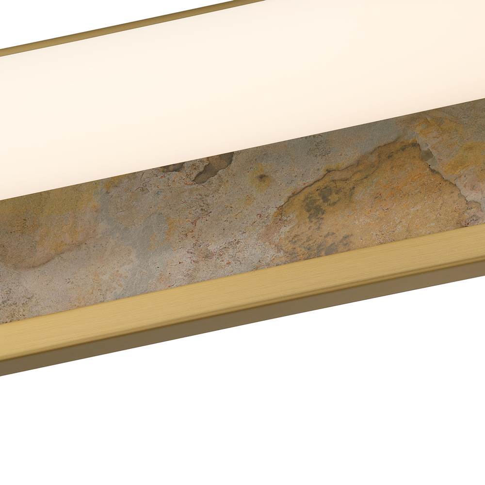 Golden Lighting 1672-BA24 BCB-MR Brushed Champagne Brass Yep By Golden Lighting Stratum Integrated Led 24in Vanity In Brushed Champagne Brass With Moon Rock Slate Image 4