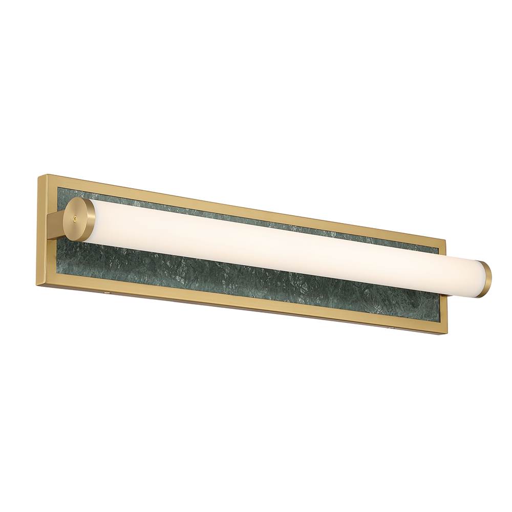 Golden Lighting 1672-BA24 BCB-PRG Brushed Champagne Brass Yep By Golden Lighting Stratum Integrated Led 24in Vanity In Brushed Champagne Brass With Persian Green Marble Image 1