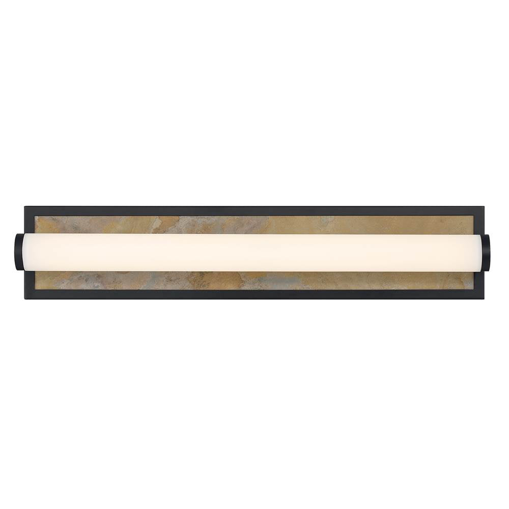 Golden Lighting Stratum Yep By Golden Lighting Stratum Integrated Led 24in Vanity In Brushed Champagne Brass With Moon Rock Slate