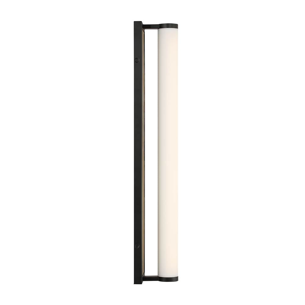 Golden Lighting 1672-BA24 BLK-MR Matte Black Yep By Golden Lighting Stratum Integrated Led 24in Vanity In Matte Black With Moon Rock Slate Image 6