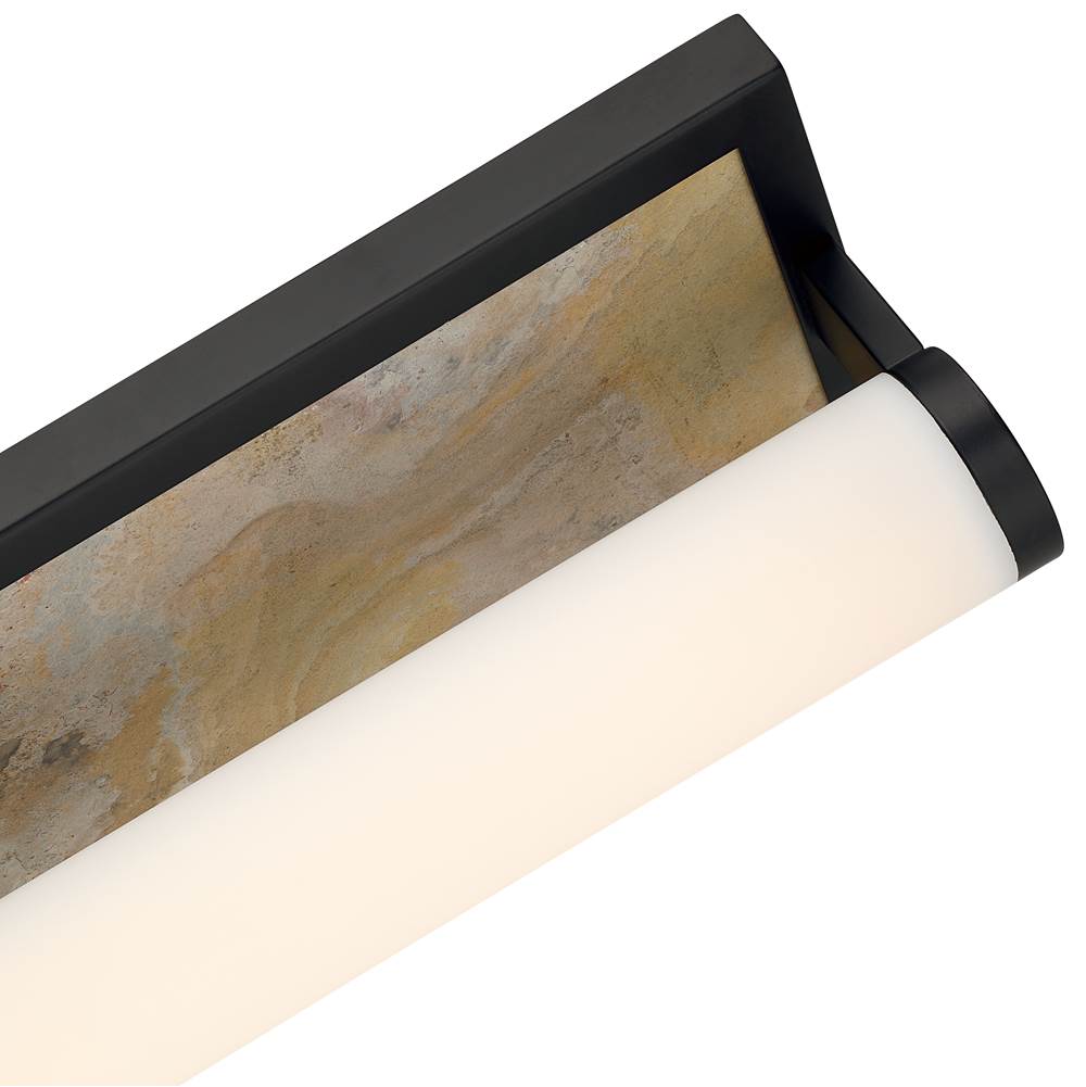 Golden Lighting 1672-BA24 BLK-MR Matte Black Yep By Golden Lighting Stratum Integrated Led 24in Vanity In Matte Black With Moon Rock Slate Image 4