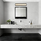 Golden Lighting 1672-BA24 BLK-MR Matte Black Yep By Golden Lighting Stratum Integrated Led 24in Vanity In Matte Black With Moon Rock Slate Image 3