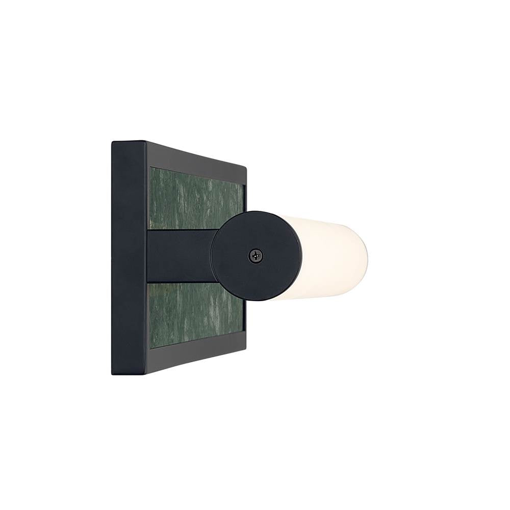Golden Lighting 1672-BA24 BLK-PRG Matte Black Yep By Golden Lighting Stratum Integrated Led 24in Vanity In Matte Black With Persian Green Marble Image 5