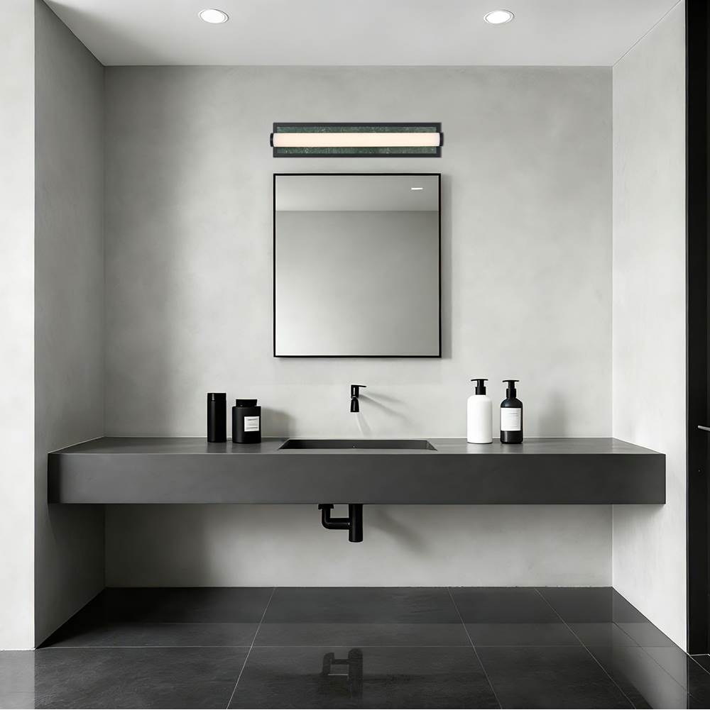 Golden Lighting 1672-BA24 BLK-PRG Matte Black Yep By Golden Lighting Stratum Integrated Led 24in Vanity In Matte Black With Persian Green Marble Image 3