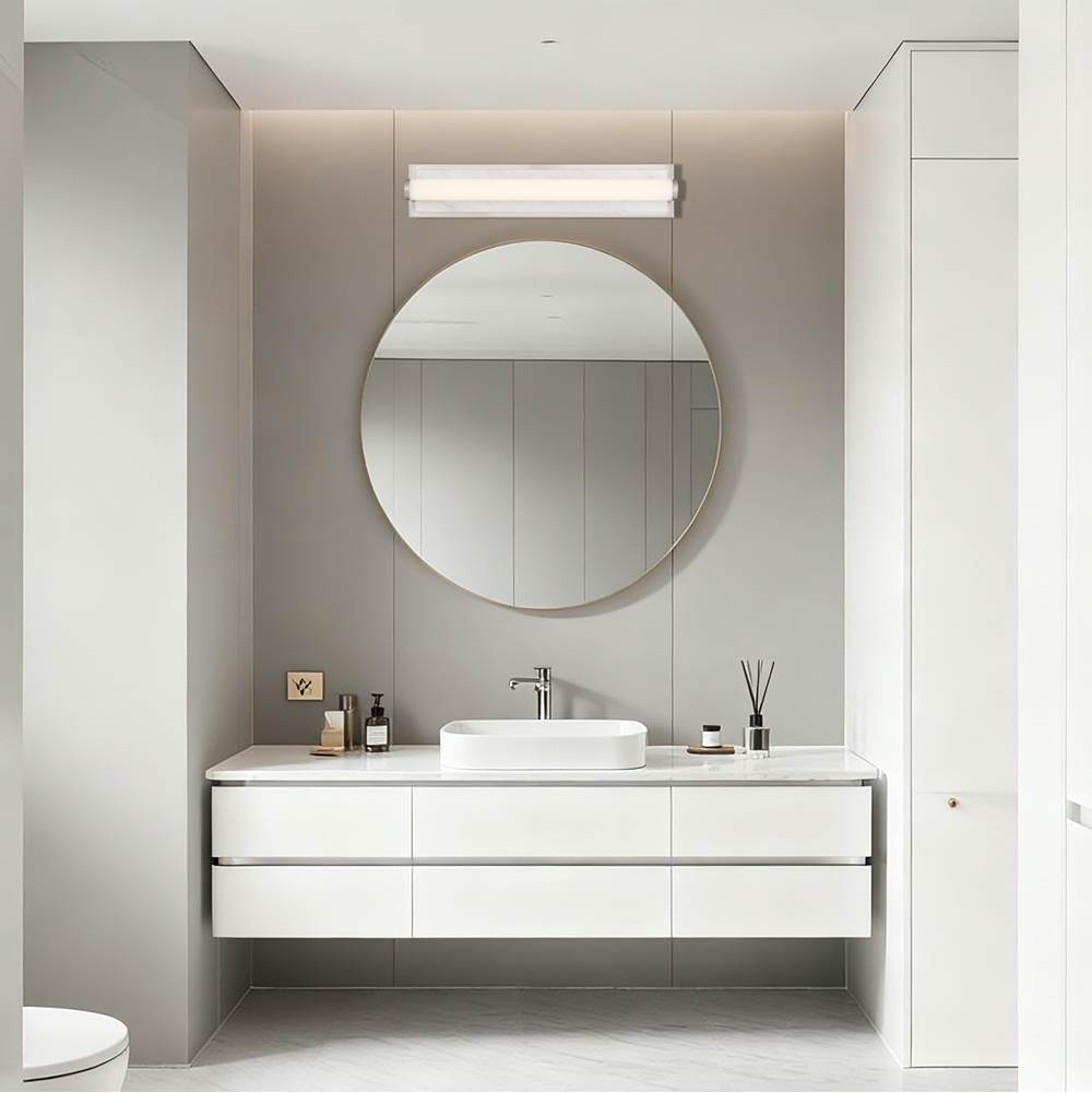 Golden Lighting 1672-BA24 BN-JW Brushed Nickel Yep By Golden Lighting Stratum Integrated Led 24in Vanity In Brushed Nickel With Jazz White Marble Image 3