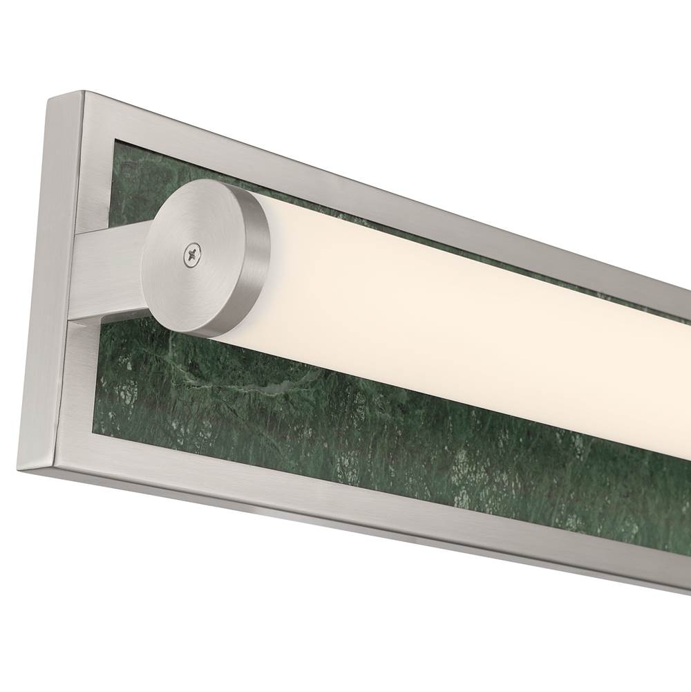 Golden Lighting 1672-BA24 BN-PRG Brushed Nickel Yep By Golden Lighting Stratum Integrated Led 24in Vanity In Brushed Nickel With Persian Green Marble Image 4