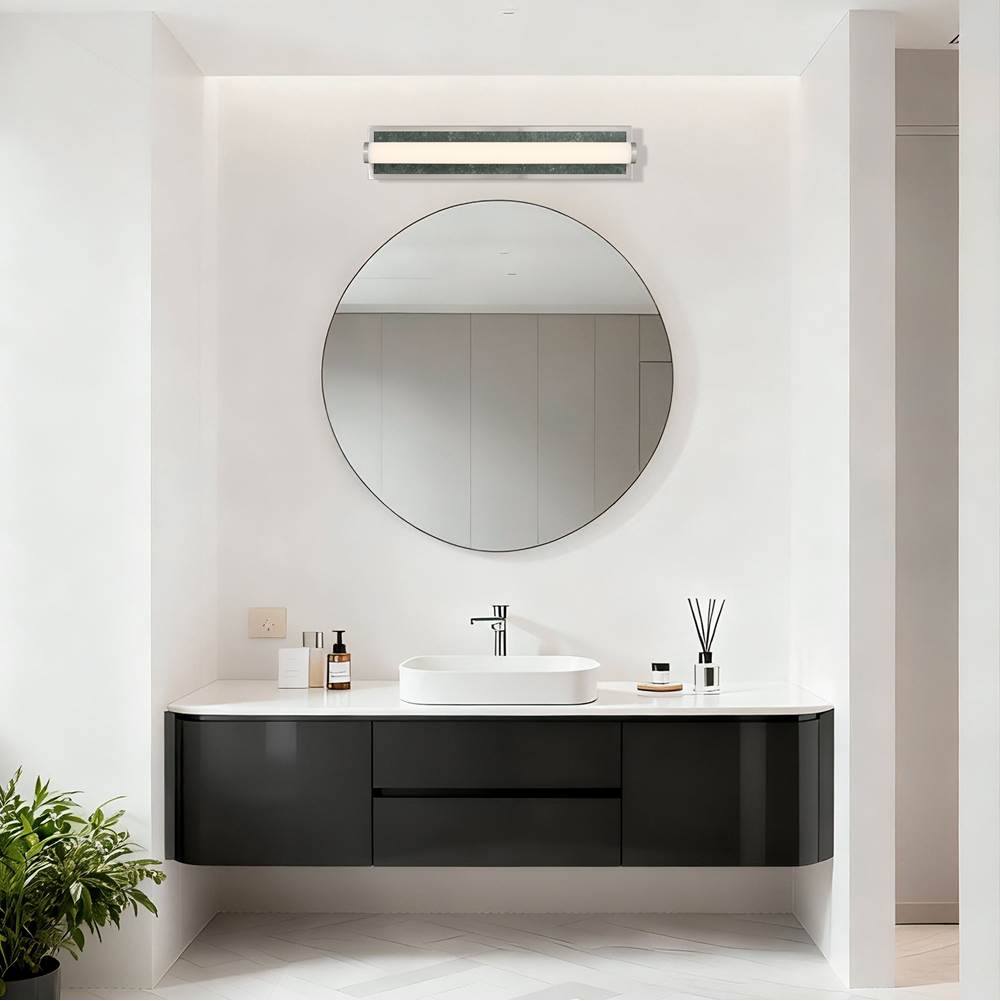 Golden Lighting 1672-BA24 BN-PRG Brushed Nickel Yep By Golden Lighting Stratum Integrated Led 24in Vanity In Brushed Nickel With Persian Green Marble Image 3