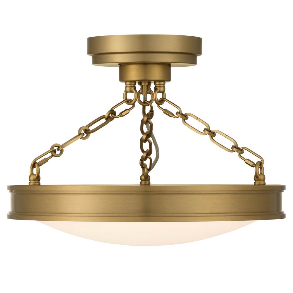 Golden Lighting 1700-17SF BCB-EG Brushed Champagne Brass Golden Lighting Cameron Integrated Led 17in Semi-flush Mount In Polished Nickel With Etched Glass Image 1