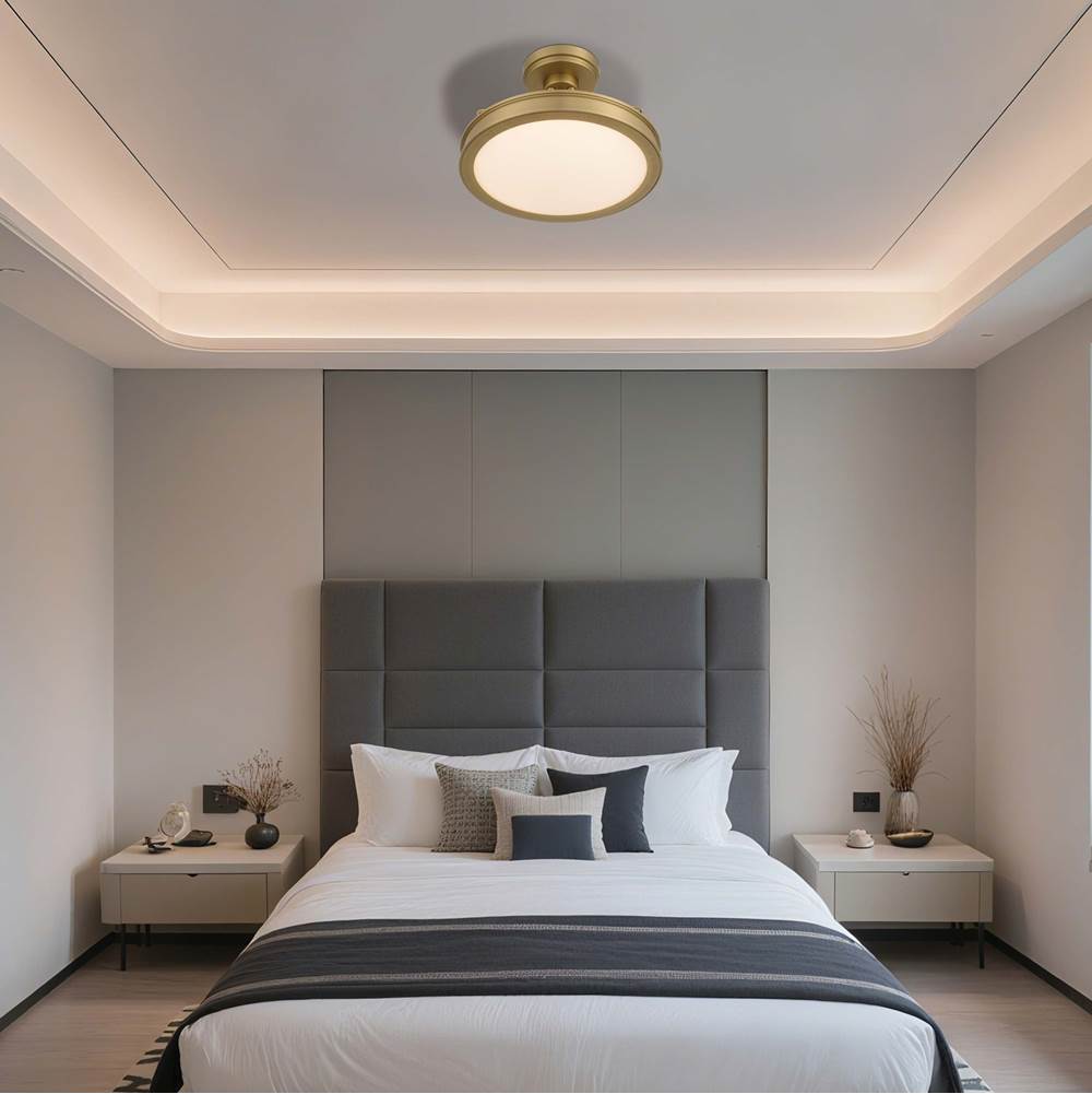 Golden Lighting 1700-17SF BCB-EG Brushed Champagne Brass Golden Lighting Cameron Integrated Led 17in Semi-flush Mount In Polished Nickel With Etched Glass Image 3