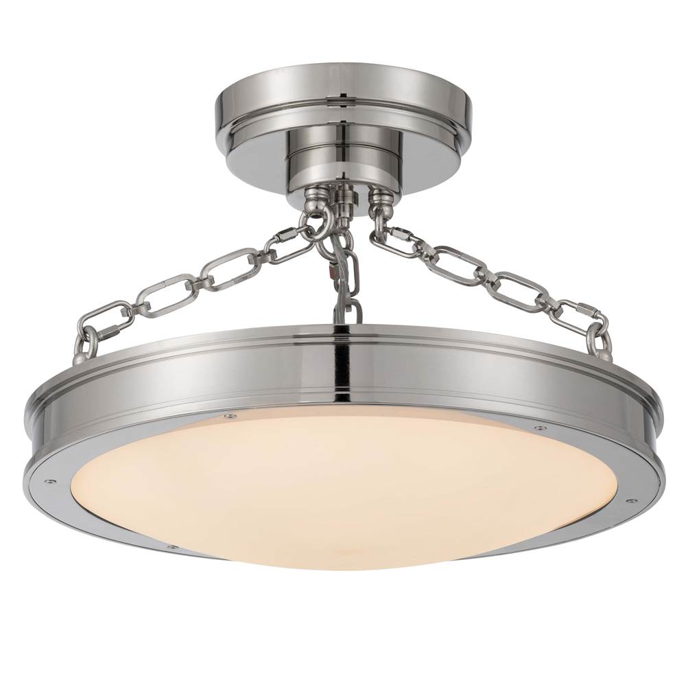 Golden Lighting Cameron Golden Lighting Cameron Integrated Led 17in Semi-flush Mount In Polished Nickel With Etched Glass