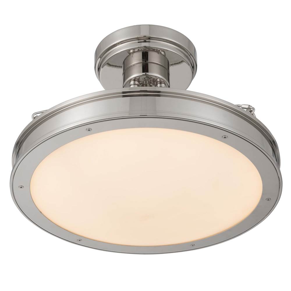 Golden Lighting 1700-17SF PN-EG Polished Nickel Golden Lighting Cameron Integrated Led 17in Semi-flush Mount In Polished Nickel With Etched Glass Image 5
