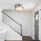 Golden Lighting 1700-17SF PN-EG Polished Nickel Golden Lighting Cameron Integrated Led 17in Semi-flush Mount In Polished Nickel With Etched Glass Image 3