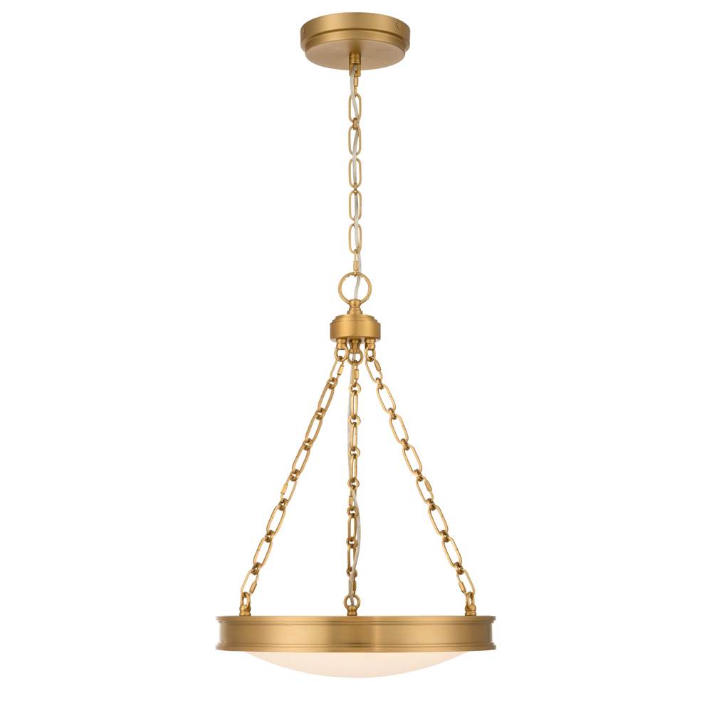 Golden Lighting 1700-17 BCB-EG Brushed Champagne Brass Golden Lighting Cameron Integrated Led 17in Pendant In Brushed Champagne Brass With Etched Glass Image 1