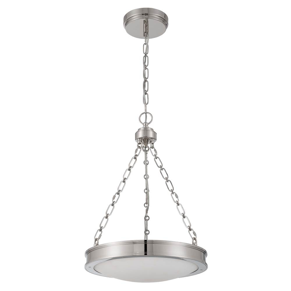 Golden Lighting 1700-17 PN-EG Polished Nickel Golden Lighting Cameron Integrated Led 17in Pendant In Polished Nickel With Etched Glass Image 4