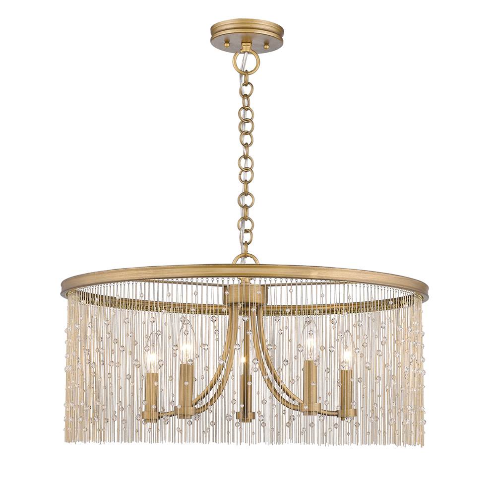 Golden Lighting 1771-5 PG-CRY Peruvian Gold Golden Lighting Marilyn 5-light Chandelier In Peruvian Gold Image 1