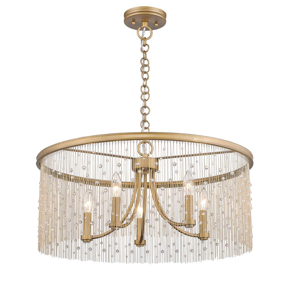 Golden Lighting 1771-5 PG-CRY Peruvian Gold Golden Lighting Marilyn 5-light Chandelier In Peruvian Gold Image 4