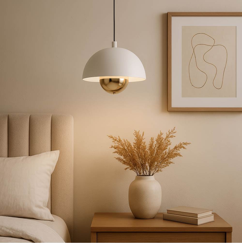 Golden Lighting 1816-1S SNW-CPR Sand White Wry Lighting Vintra Integrated Led Pendant In Sand White And Copper Shade Image 3