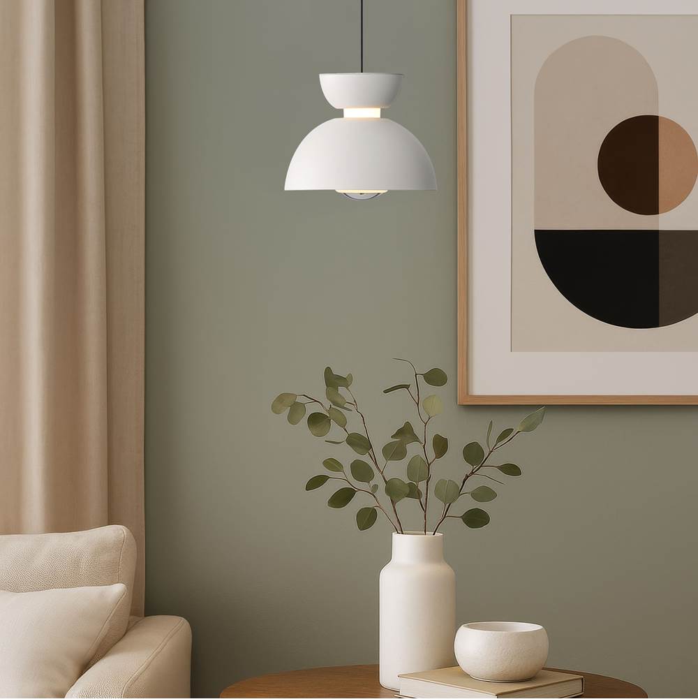 Golden Lighting 1816-2S SNW-CH Sand White Wry Lighting Vintra Integrated Led Pendant In Sand White And Chrome Shade Image 3