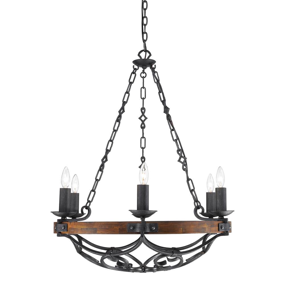 Golden Lighting 1821-6 BI Black Iron Wry Lighting Madera 6-light Chandelier In Black Iron Image 1