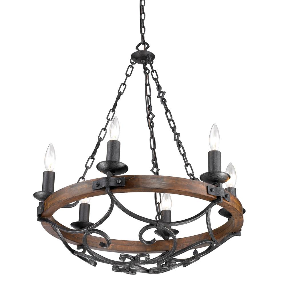 Golden Lighting Madera Wry Lighting Madera 6-light Chandelier In Black Iron