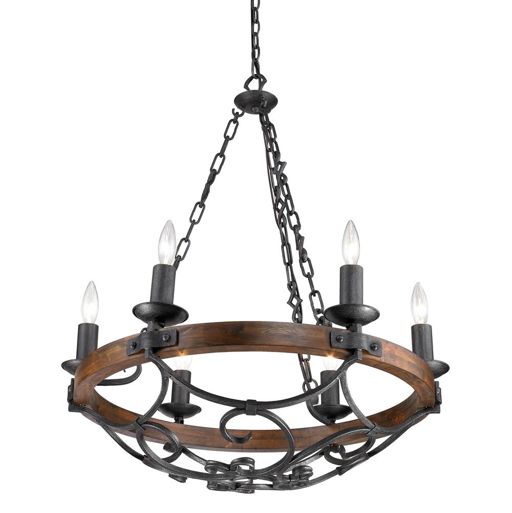 Golden Lighting 1821-6 BI Black Iron Wry Lighting Madera 6-light Chandelier In Black Iron Image 2