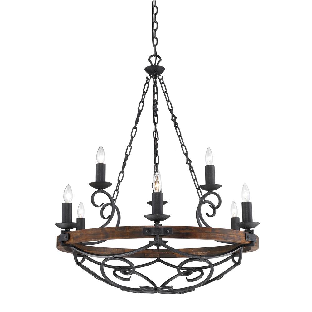Golden Lighting Madera Wry Lighting Madera 9-light Chandelier In Black Iron