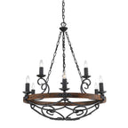 Golden Lighting Madera Wry Lighting Madera 9-light Chandelier In Black Iron