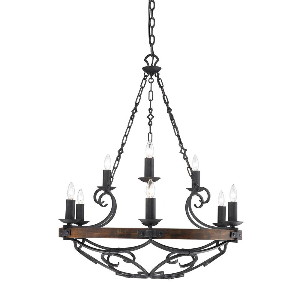 Golden Lighting 1821-9 BI Black Iron Wry Lighting Madera 9-light Chandelier In Black Iron Image 3